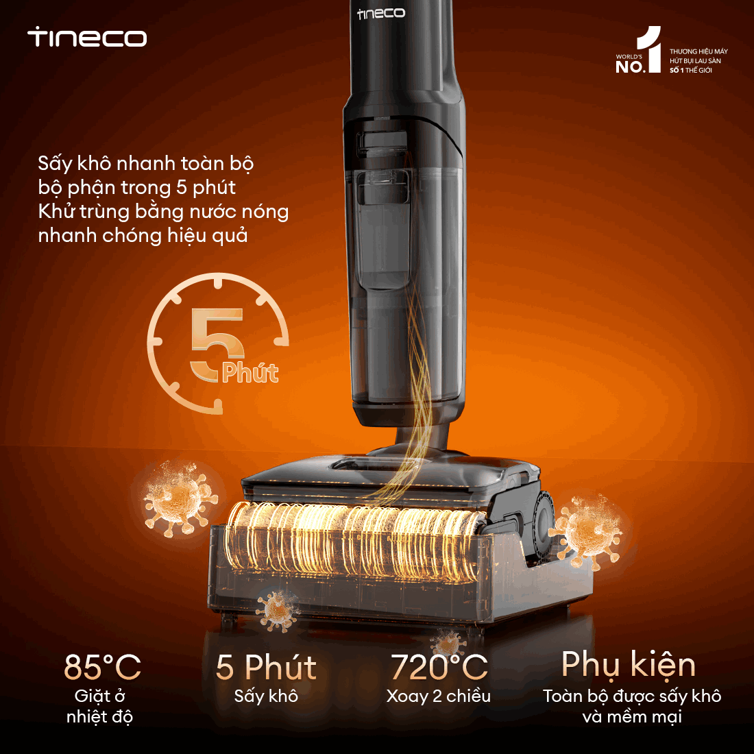 Máy hút bụi lau sàn khô ướt Tineco Floor One S7 Stretch Steam 
